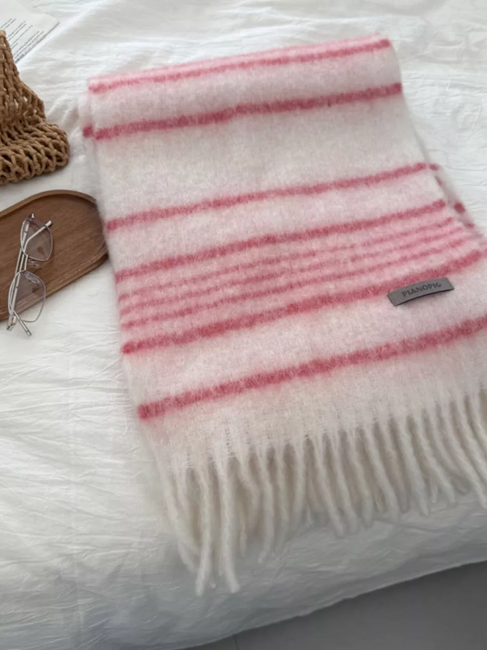 Cozy Striped Fringe Hem Scarf, image 7