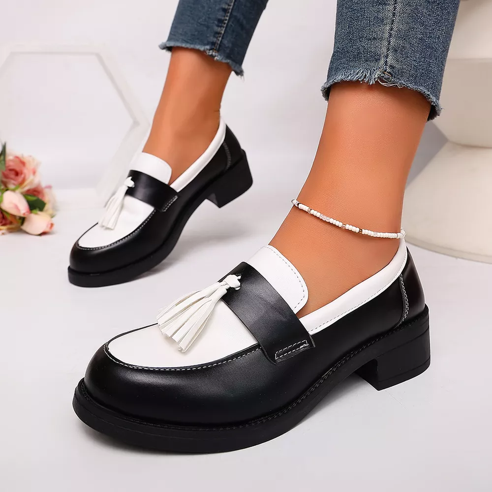 Round Toe Block Heels Loafers