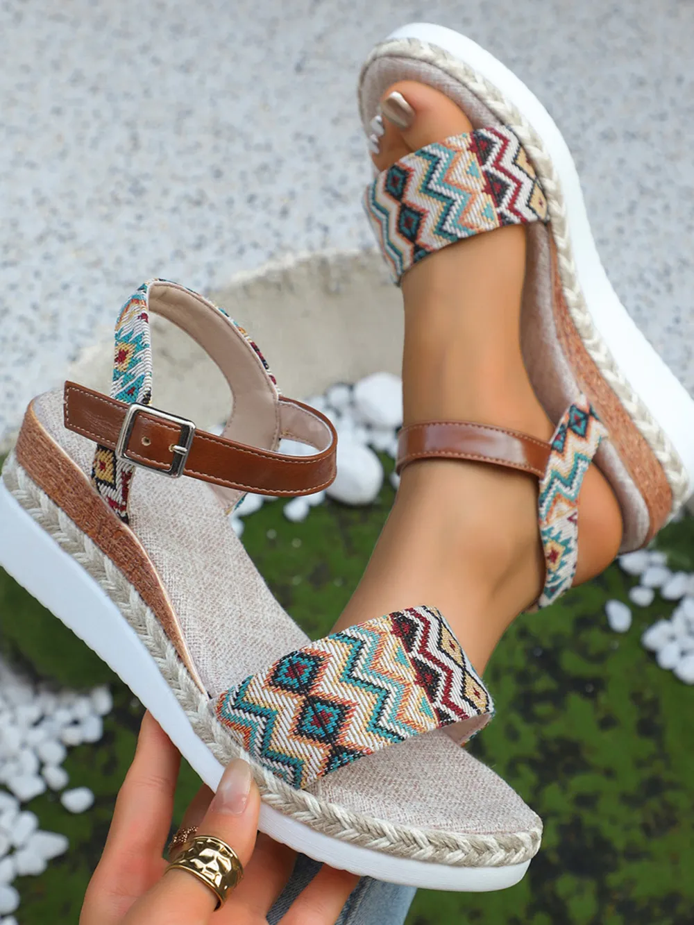 Open Toe Platform Wedge Sandals, image 3