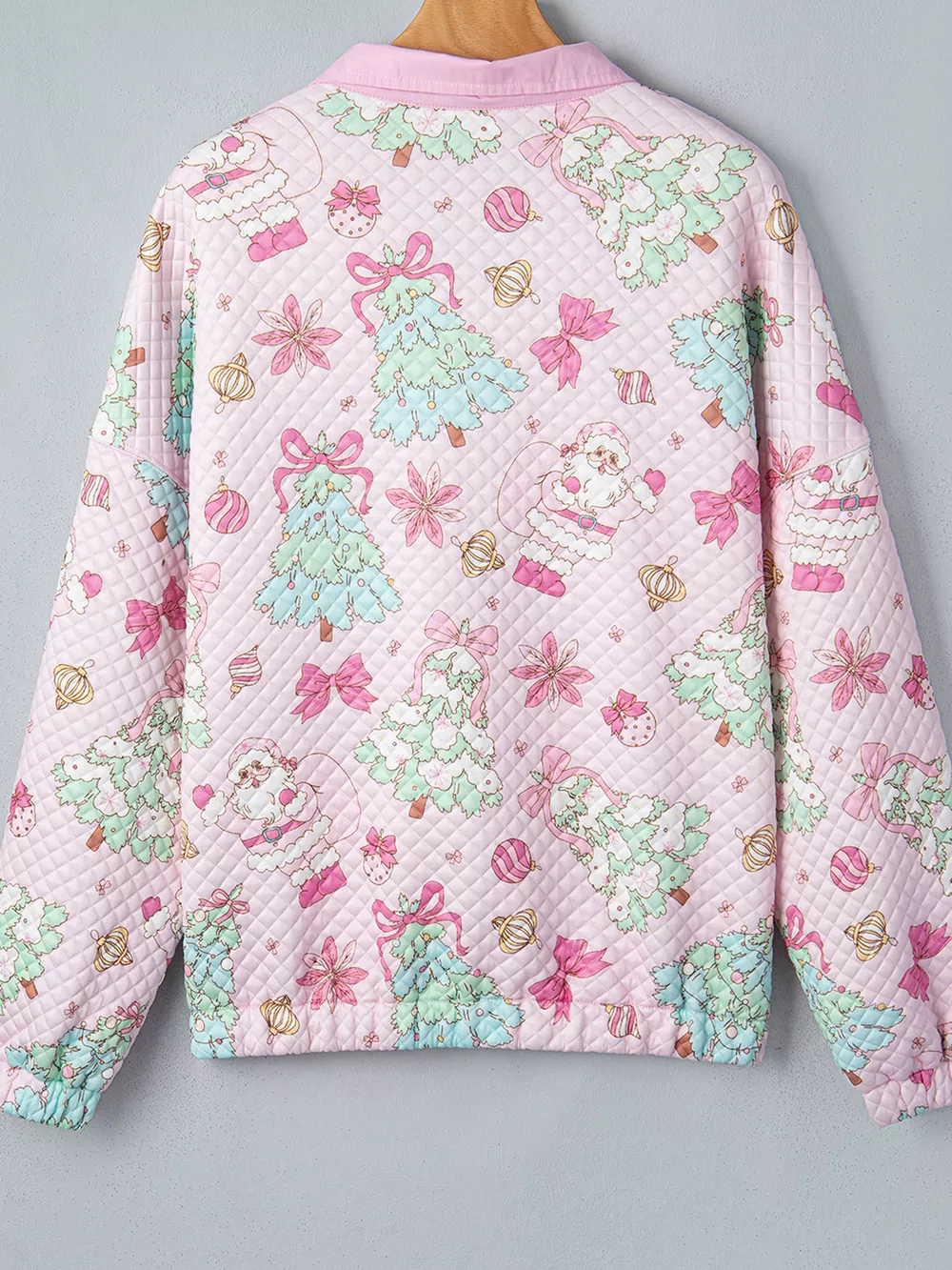 Christmas Print Collar Half Button Loose Sweatshirt, image 11