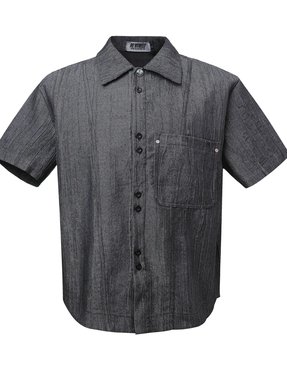 Men's Textured Button-Down Shirt with Front Pocket