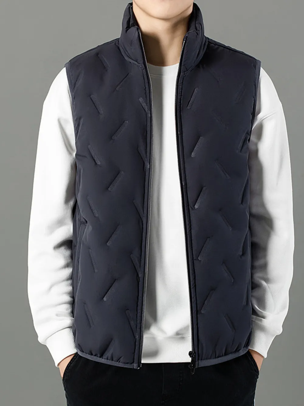 Men's Plus Size Zip Up Padded Quilted Vest, image 6