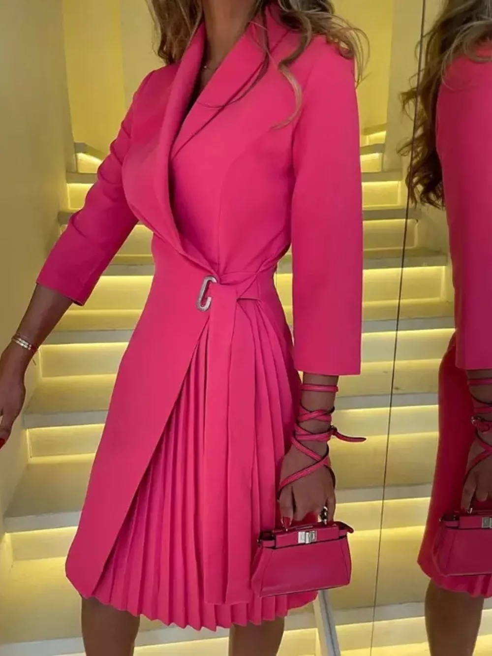 Blazer Style Pleated Midi Dress, image 17
