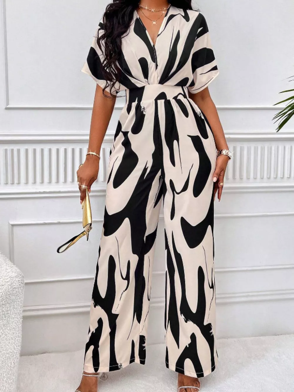 Abstract Print Wide-Leg Jumpsuit