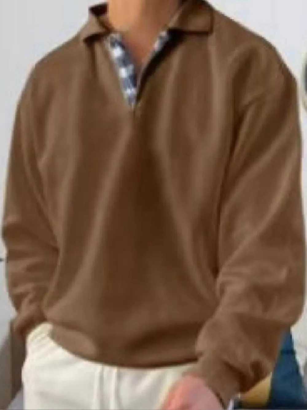 Men's Plus Size Casual Polo Collar Long Sleeve Top, image 10
