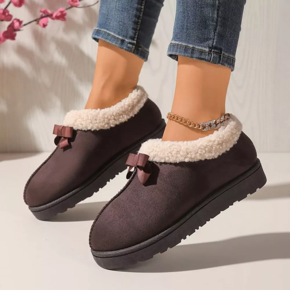 Cozy Bowknot Plush Lined Slip-Ons, image 13