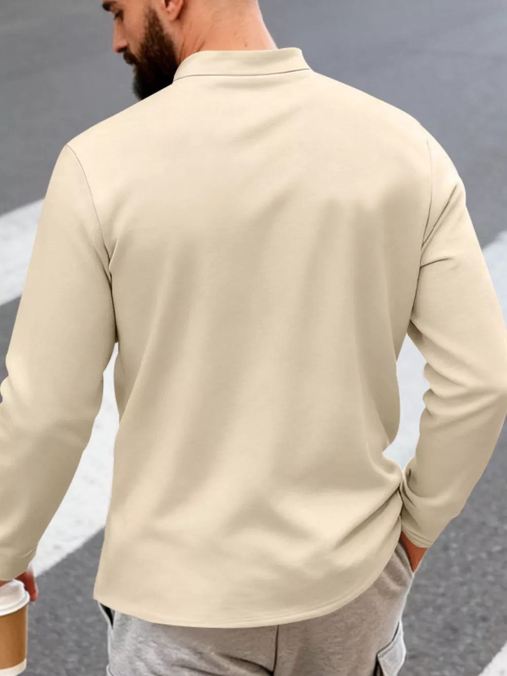 Men's Full Size Button Detail Long Sleeve Shirt Plus Size, image 2