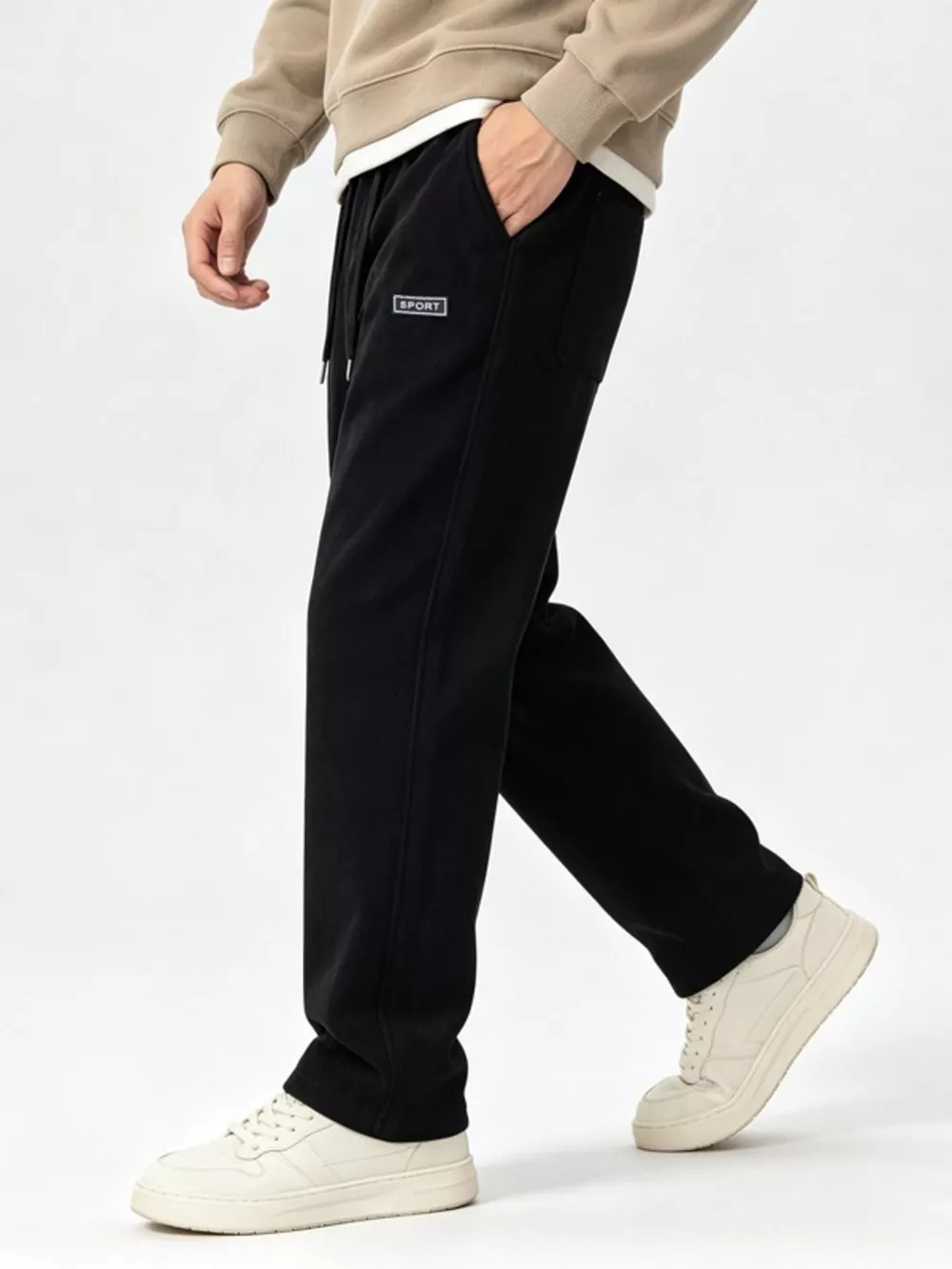 Men's Plus Size Casual Drawstring Wide Leg Pants, image 2
