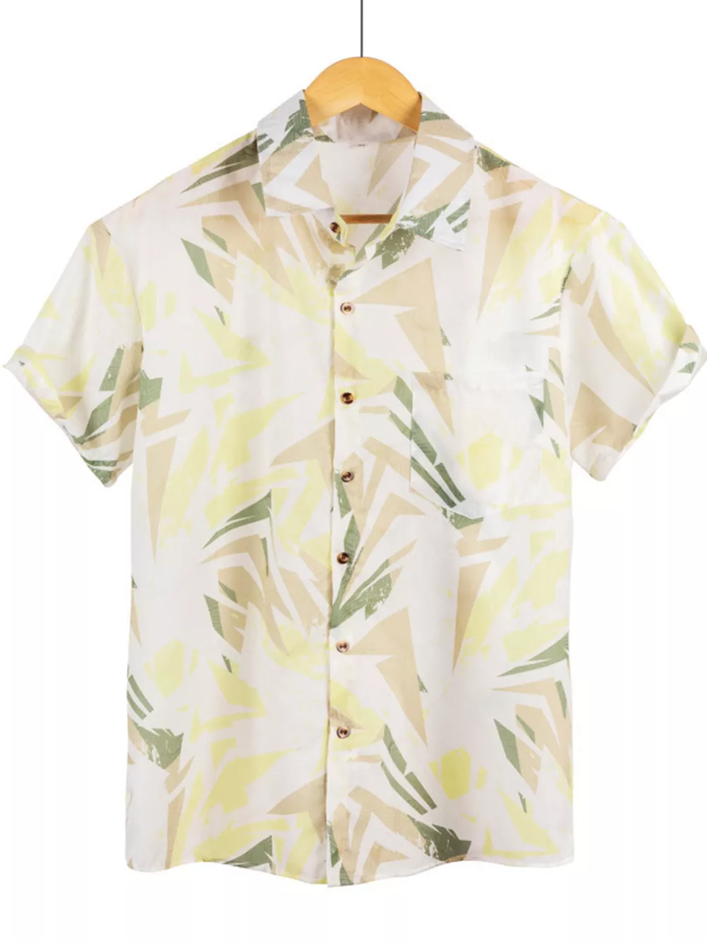 Men's Full Size Short Sleeve Geometric Print Casual Button-Down Shirt Plus Size, image 6