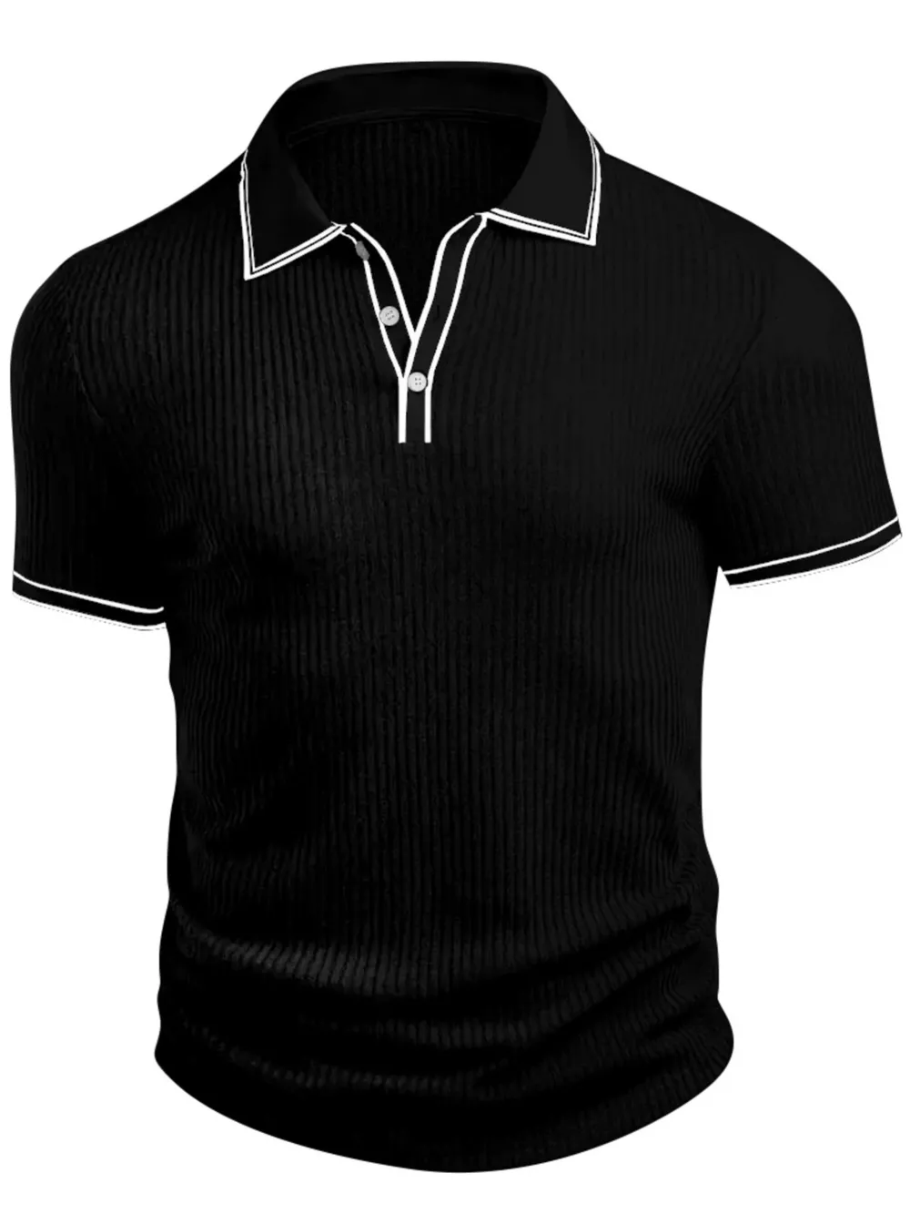 Men‘s Full Size Slim Fit Ribbed Knit Polo Plus Size, image 6