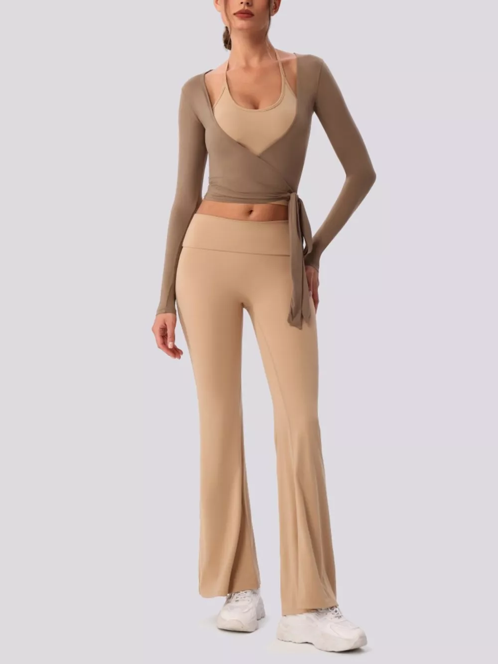 Halter Neck Cami and Flare Leggings Active Set, image 4