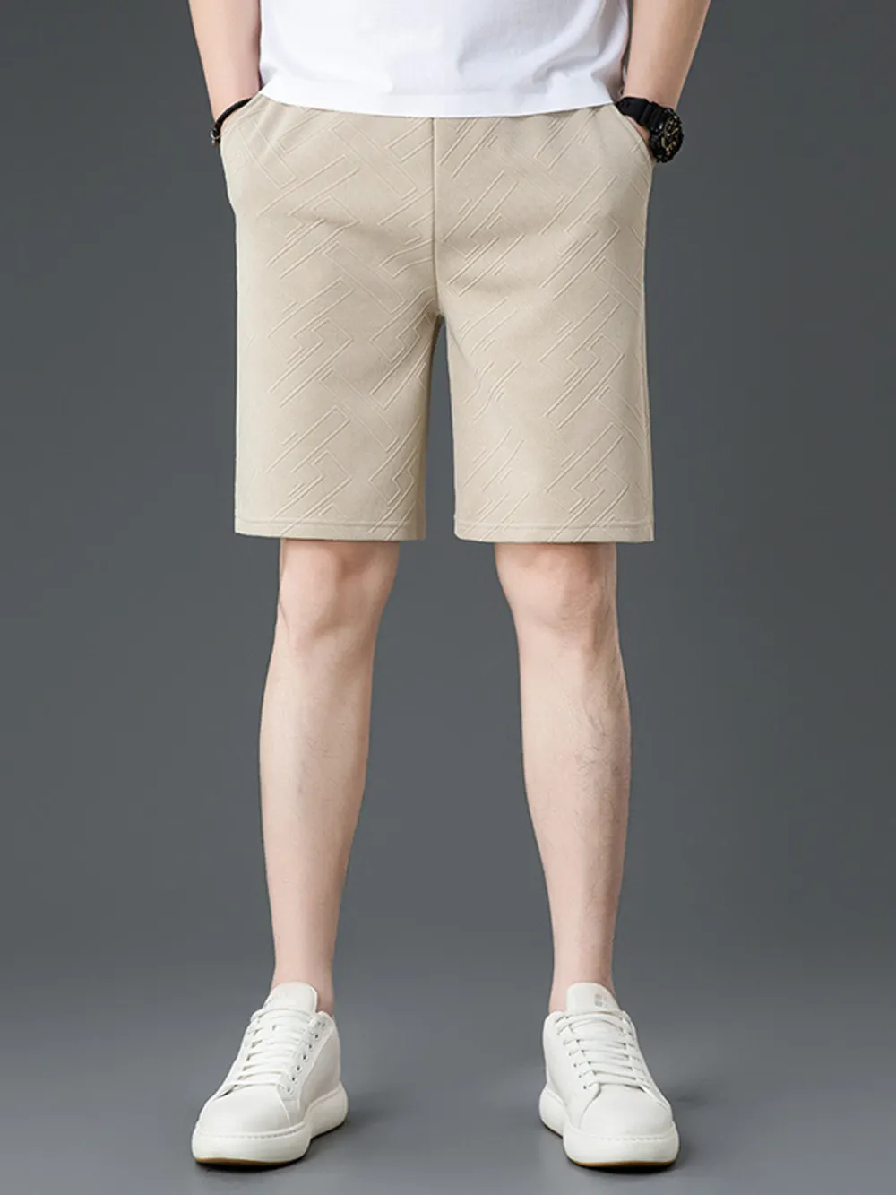 Men's Plus Size Textured Pocketed Shorts, image 3