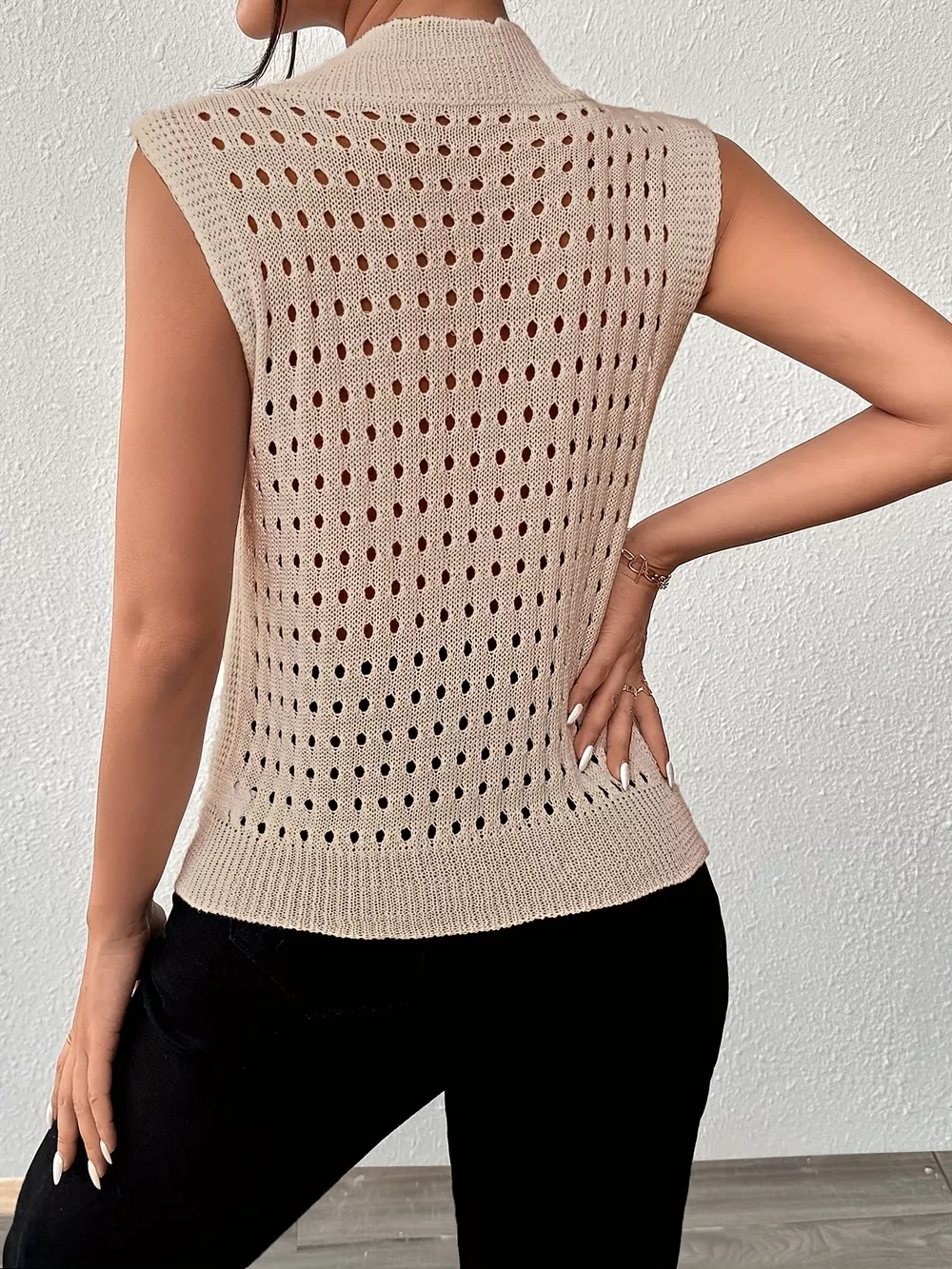 Hollow Out Round Neck Knit Tank, image 26