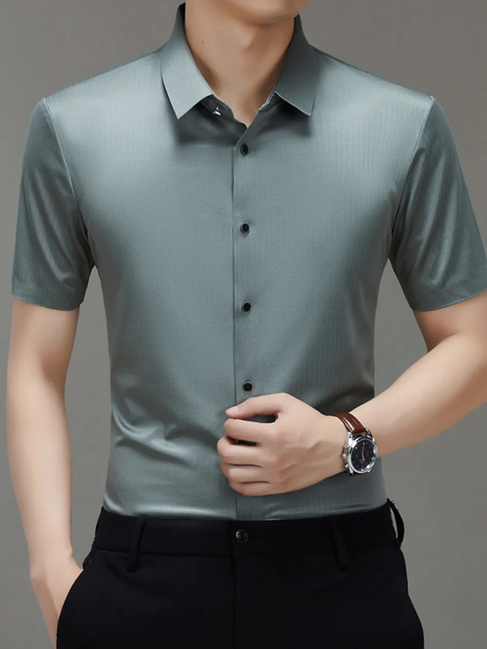 Men's Button Up Short Sleeve Shirt, image 4