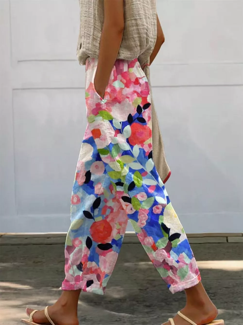 Floral Print Loose Casual Pants, image 2