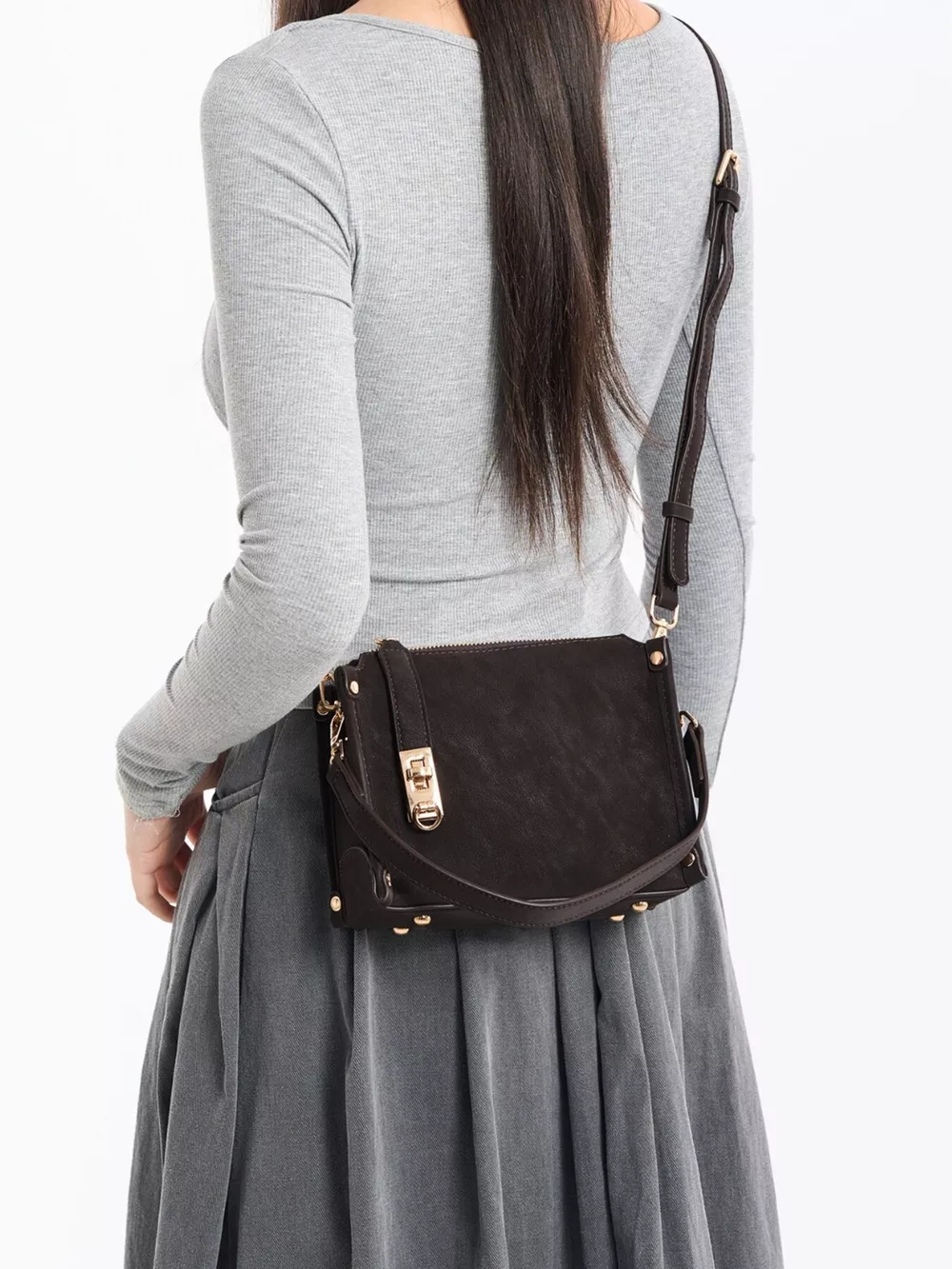 PU Leather Crossbody Bag with Adjustable Strap, image 9