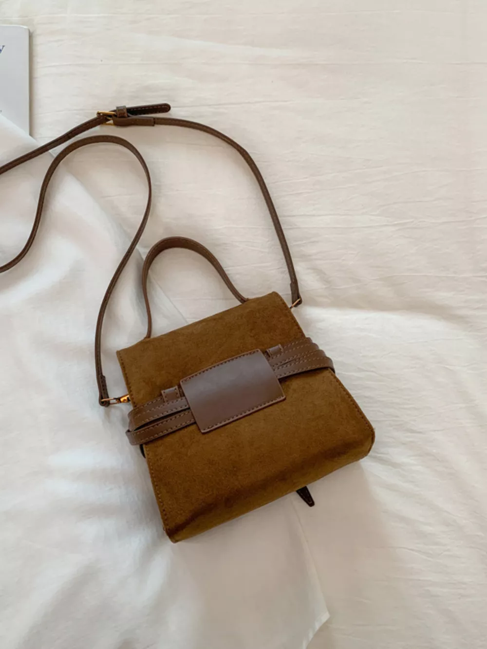 Suede Buckle Decor Crossbody Bag, image 14