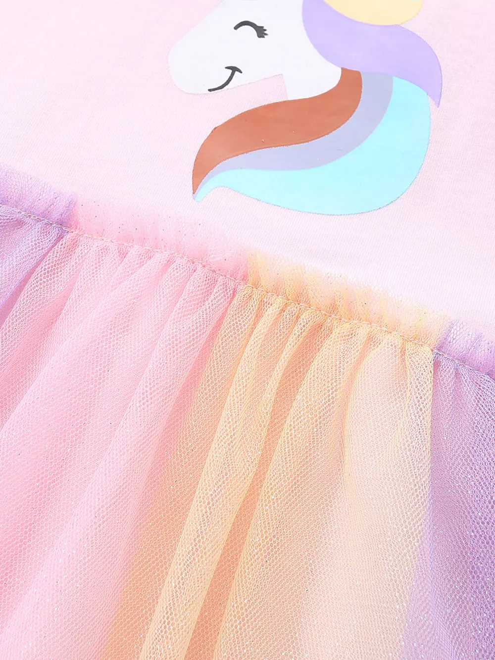 Children's Unicorn Graphic Rainbow Tulle Dress, image 4