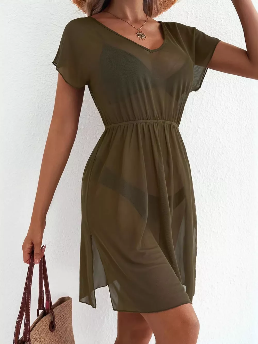 Printed Short Sleeve Mini Dress, image 22