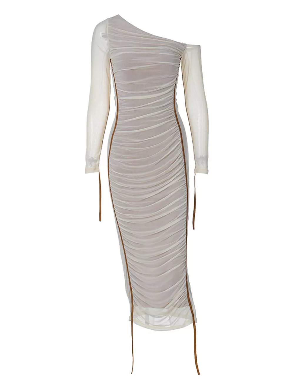 One-Shoulder Ruched Bodycon Midi Dress, image 16