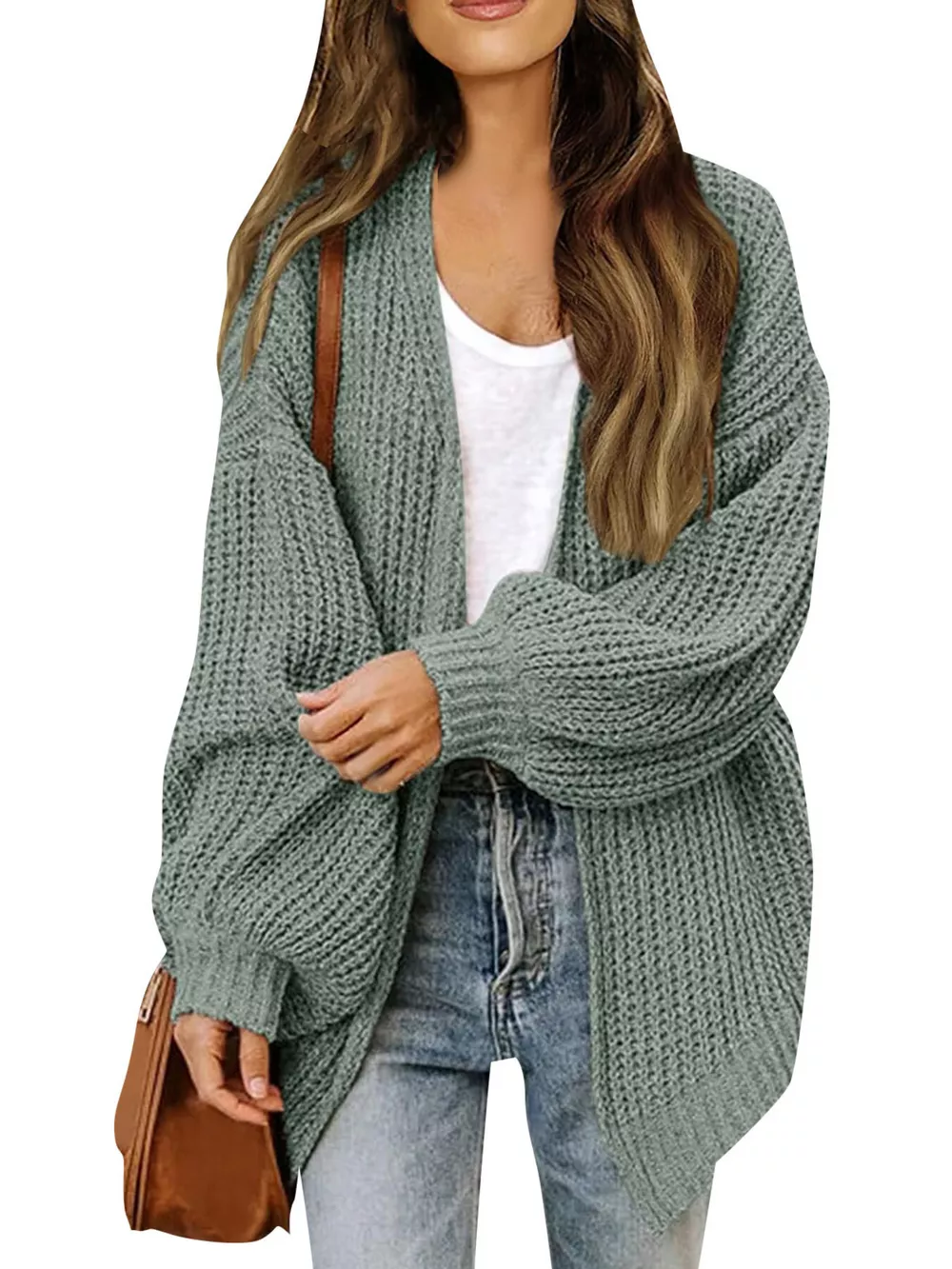 Open-Front Chunky Knit Cardigan