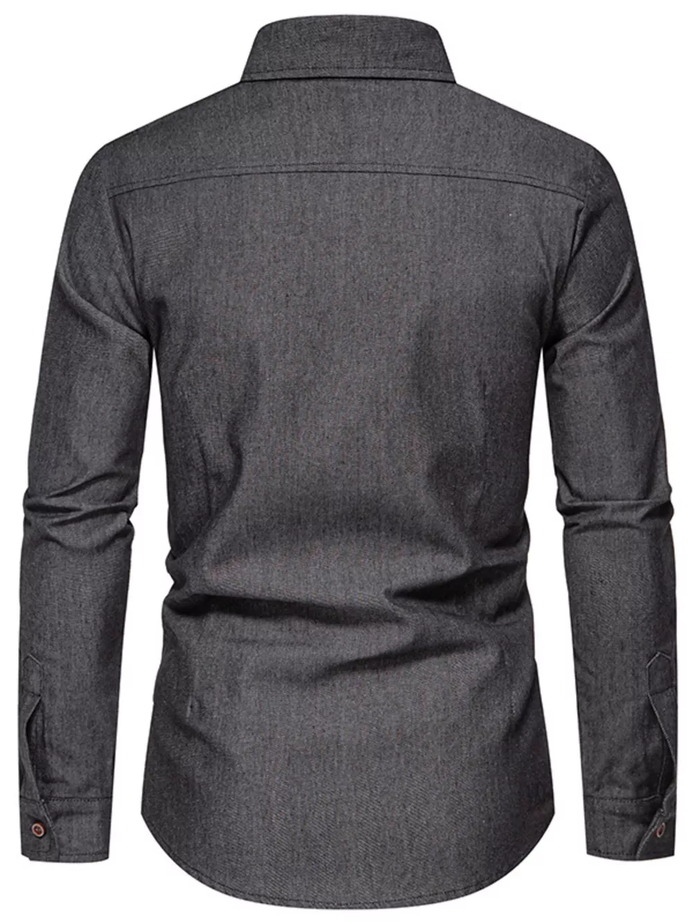 Men's Casual Long Sleeve Denim Shirt with Pockets, image 7