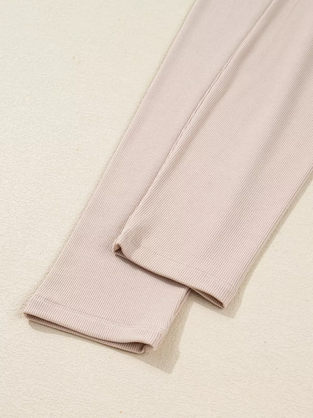 Solid Color Oversize Slit Sweatshirt and Ribbed Leggings 2pcs Set, image 11