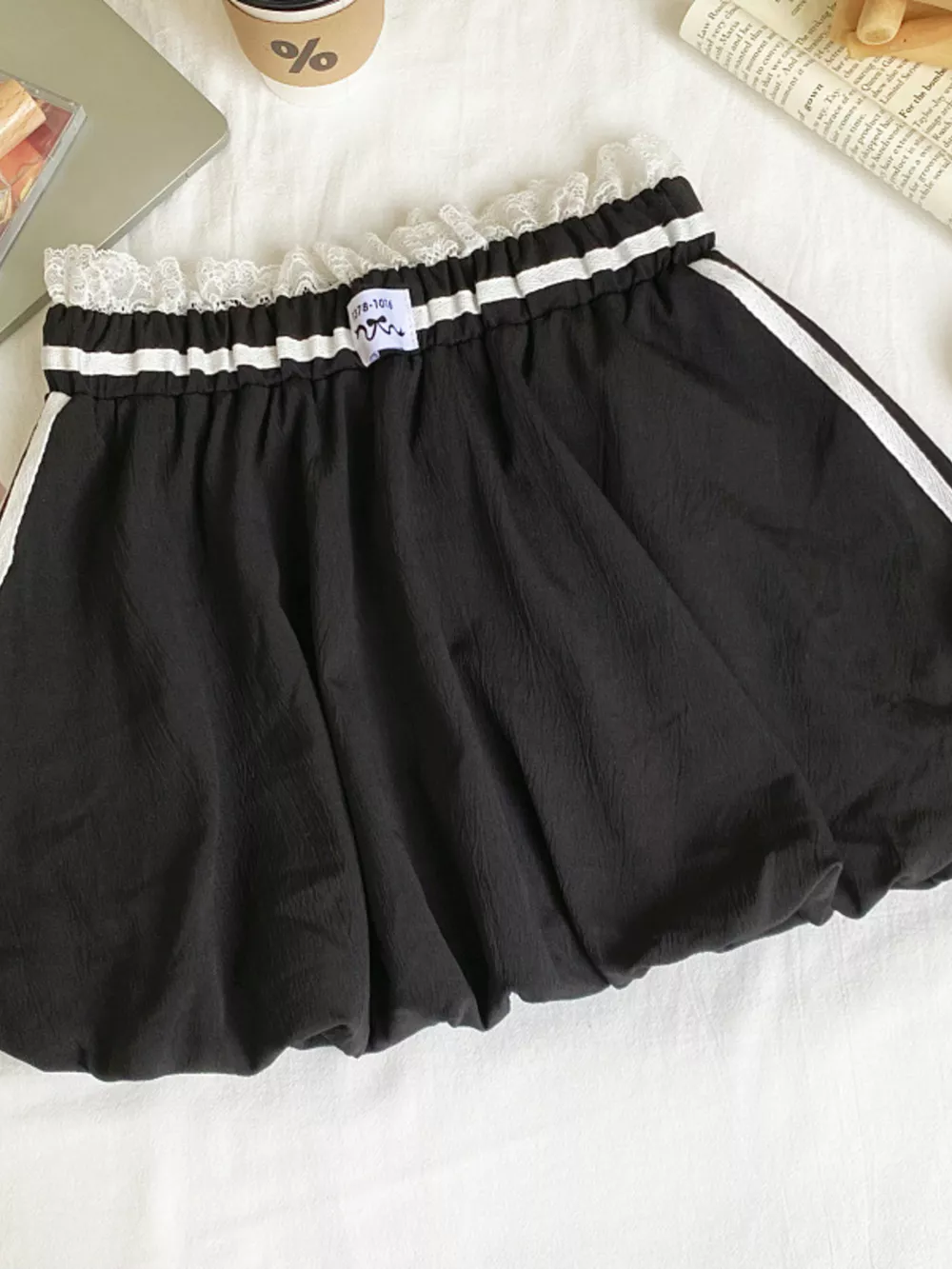Lace Trim Elastic Waist Mini Skirt, image 5
