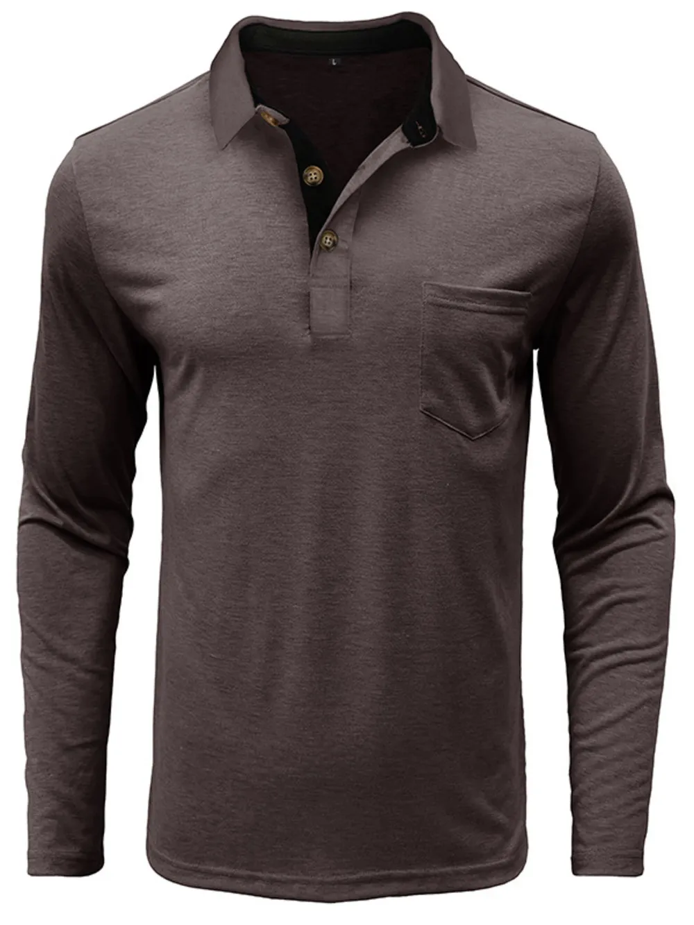 Men's Full Size Button Detail Long Sleeve Polo Plus Size, image 8
