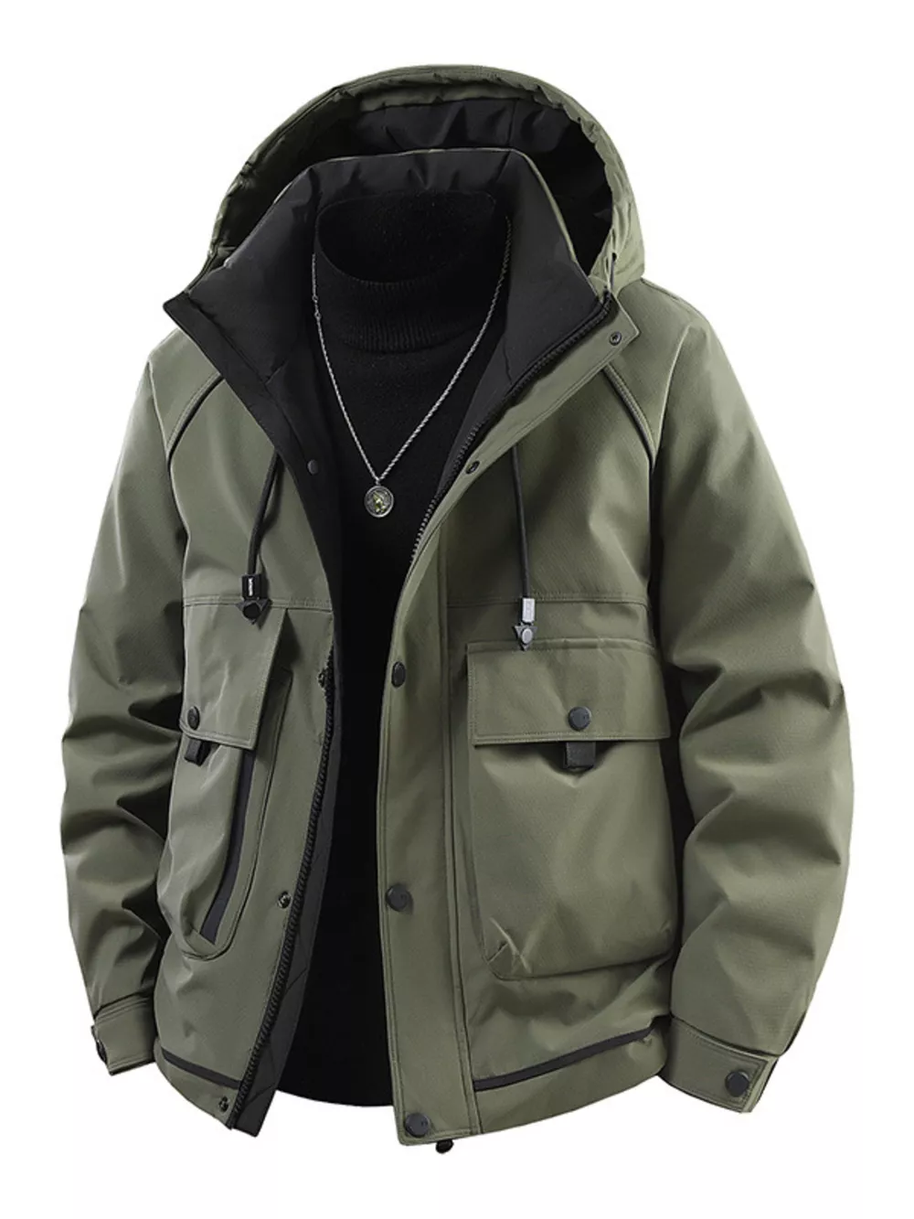 Men's Plus Size Hooded Padded Winter Jacket, image 3