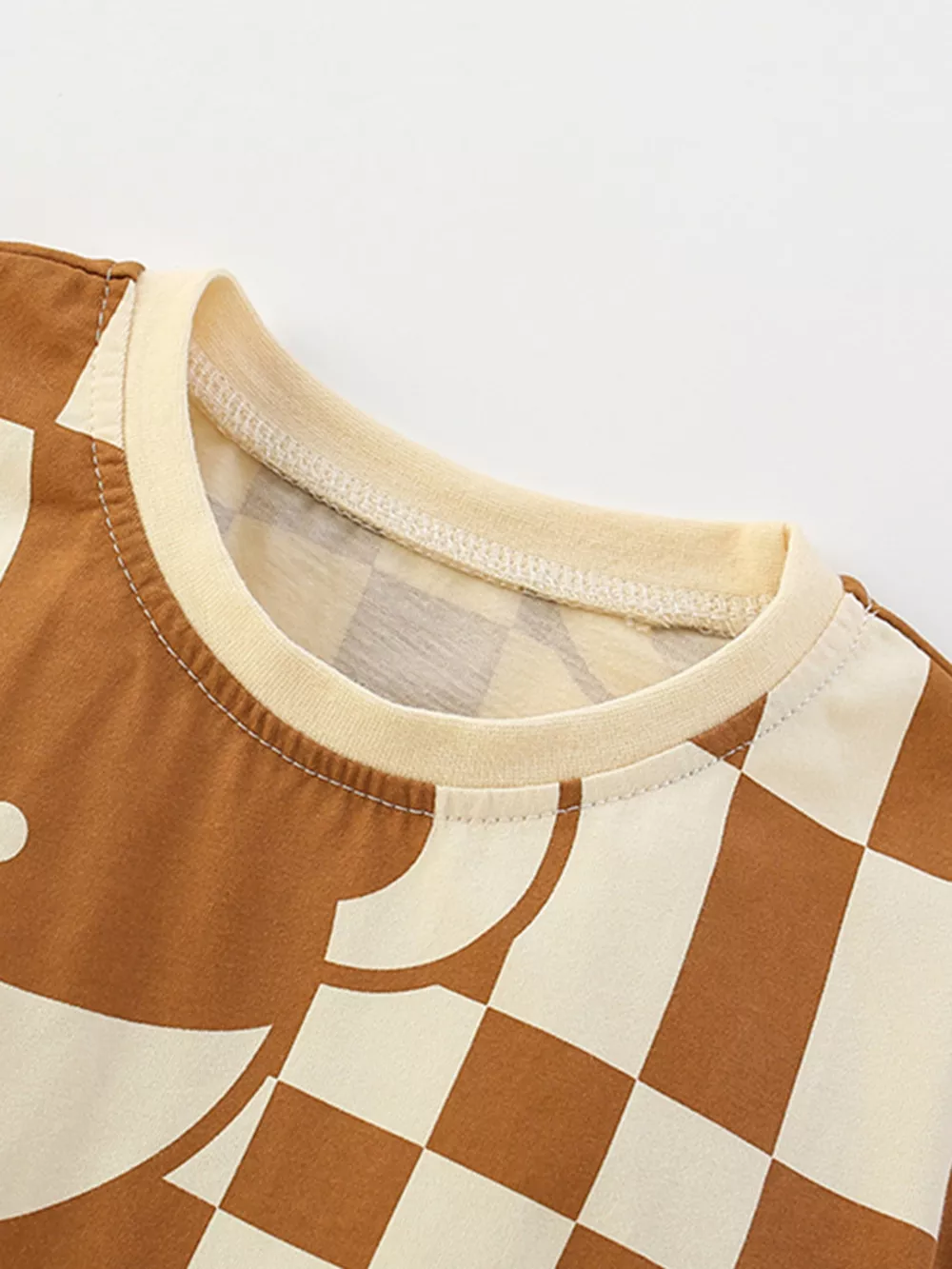 Children's Checkerboard Bear Print Casual Kids Set, image 2