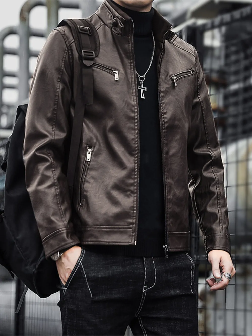 Men's Plus Size Zip Up Long Sleeve Jacket, image 5