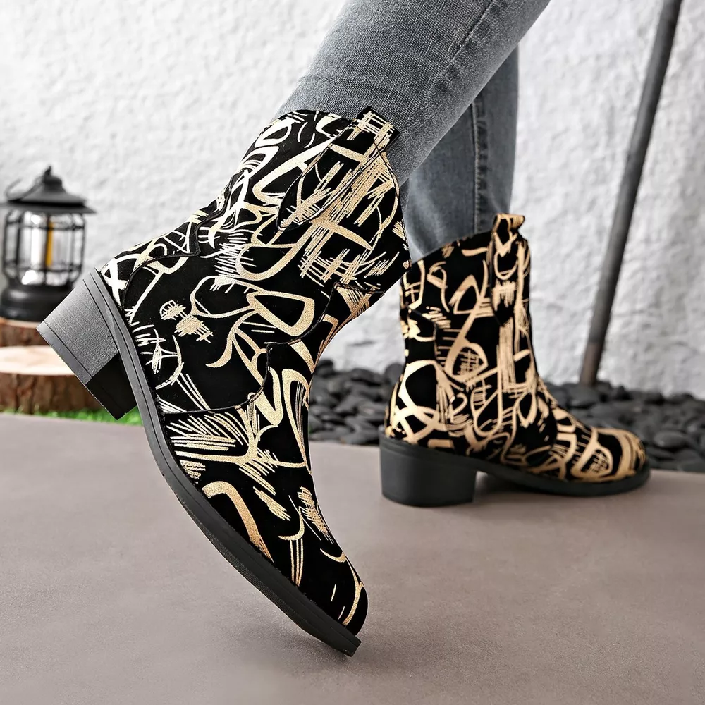 Round Toe Block Heels Boots
