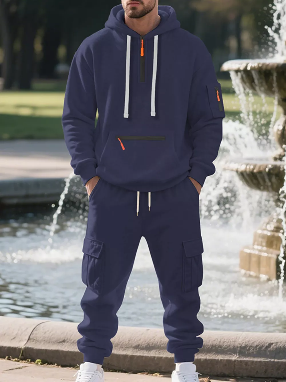 Men's Plus Size Tactical Cargo Hoodie and Jogger Set, image 10