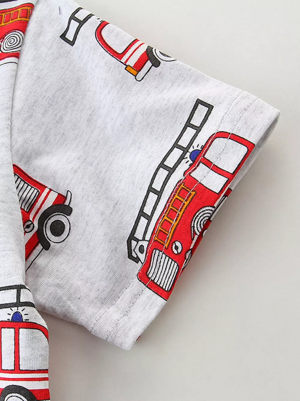 Children's Fire Truck Print Crew Neck T-Shirt, image 3