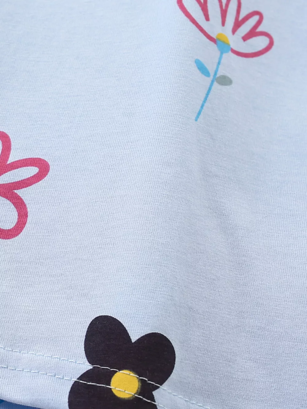 Children's Floral Print Round Neck Top and Shorts Set, image 5