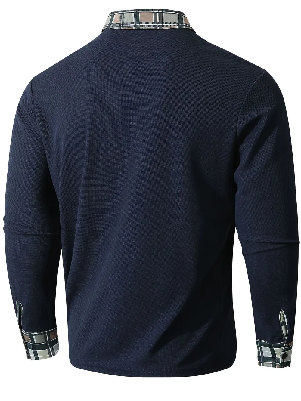 Men's Long Sleeve Plaid Collar Polo Shirt, image 5