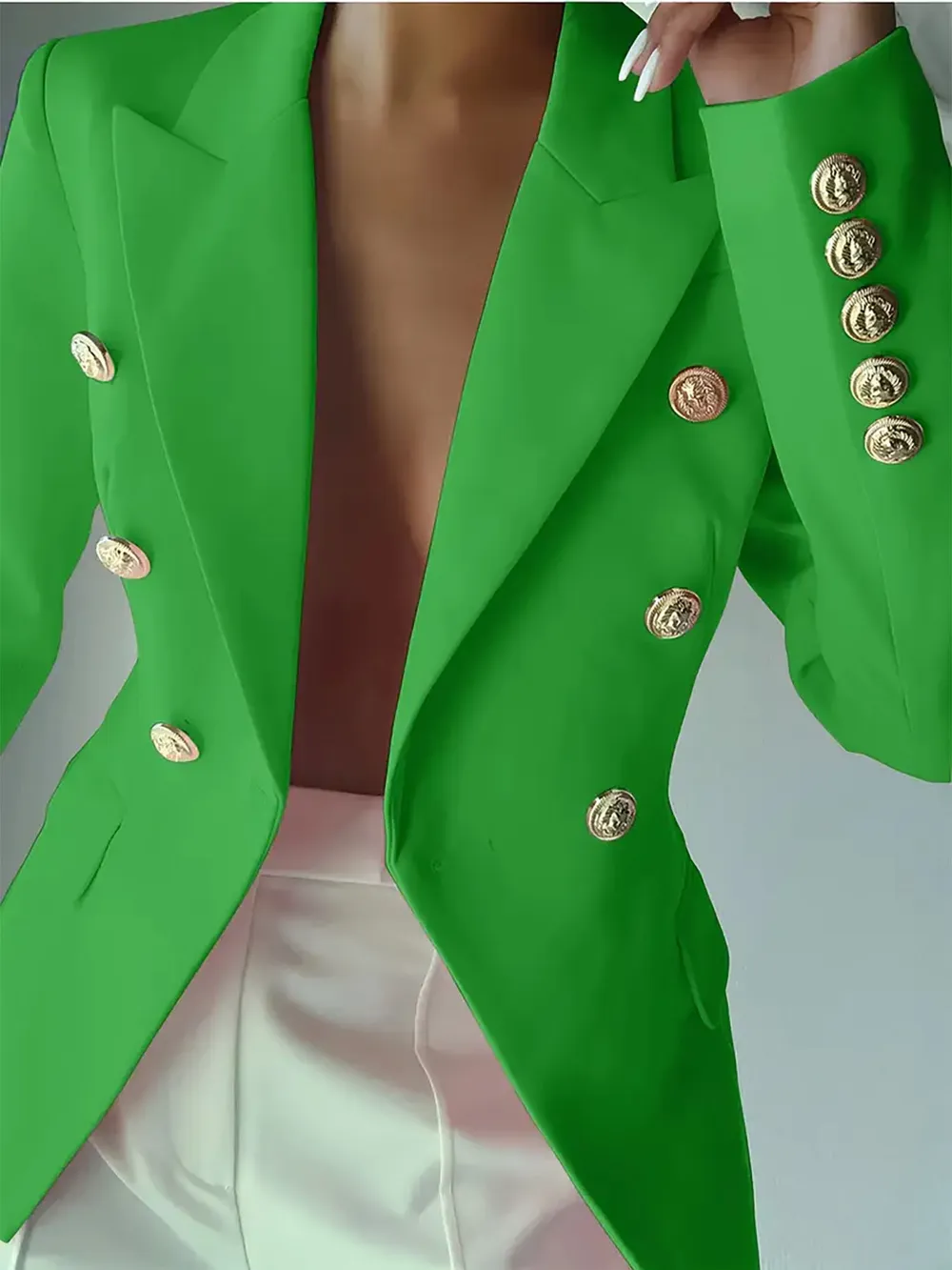 Decor Button Lapel Collar Blazer, image 14