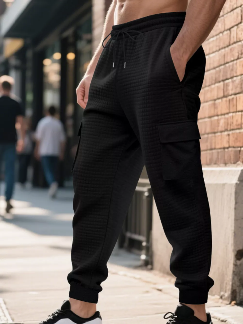 Men's Full Size Textured Cargo Joggers Plus Size, image 4