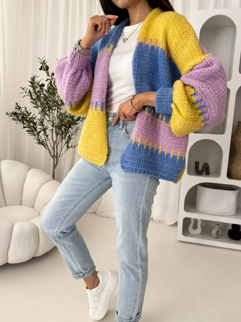 Color Block Open Front Cardigan, image 5