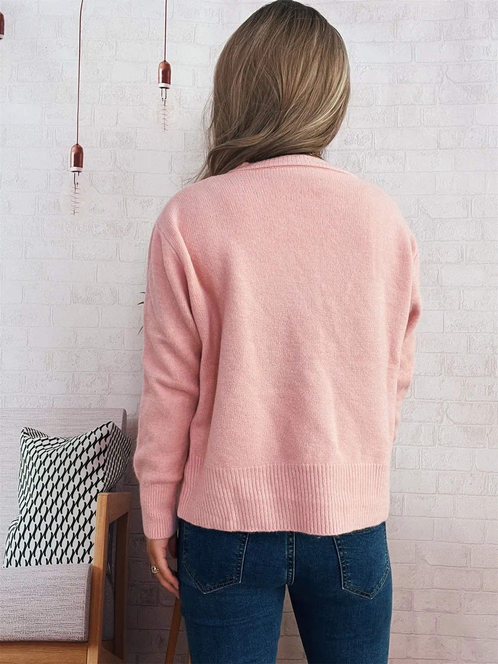 Ribbed Button-Front Knit Cardigan, image 17