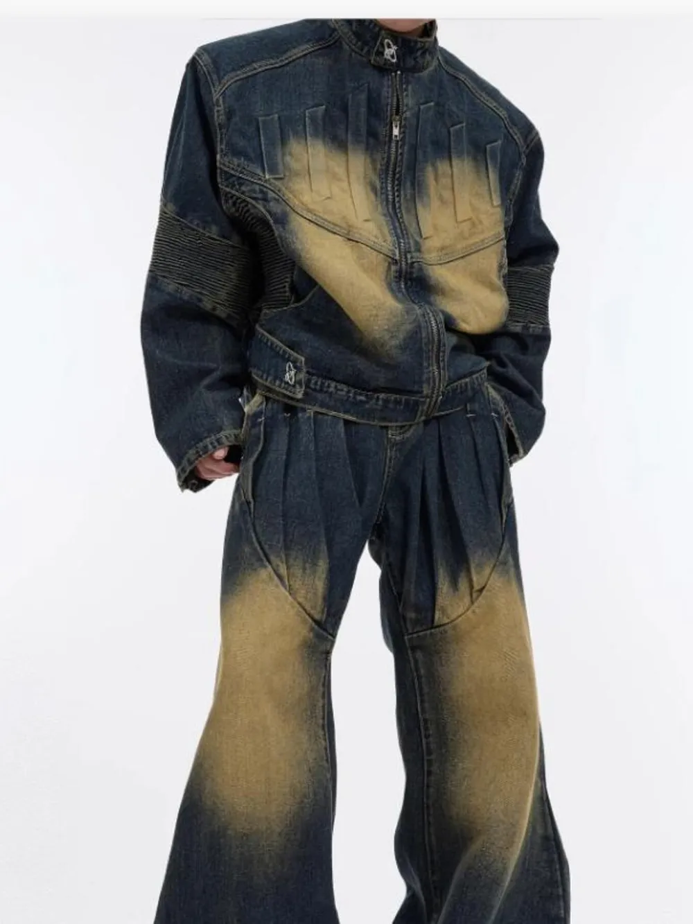 Men's Zip Up Long Sleeve Denim Jacket, image 12