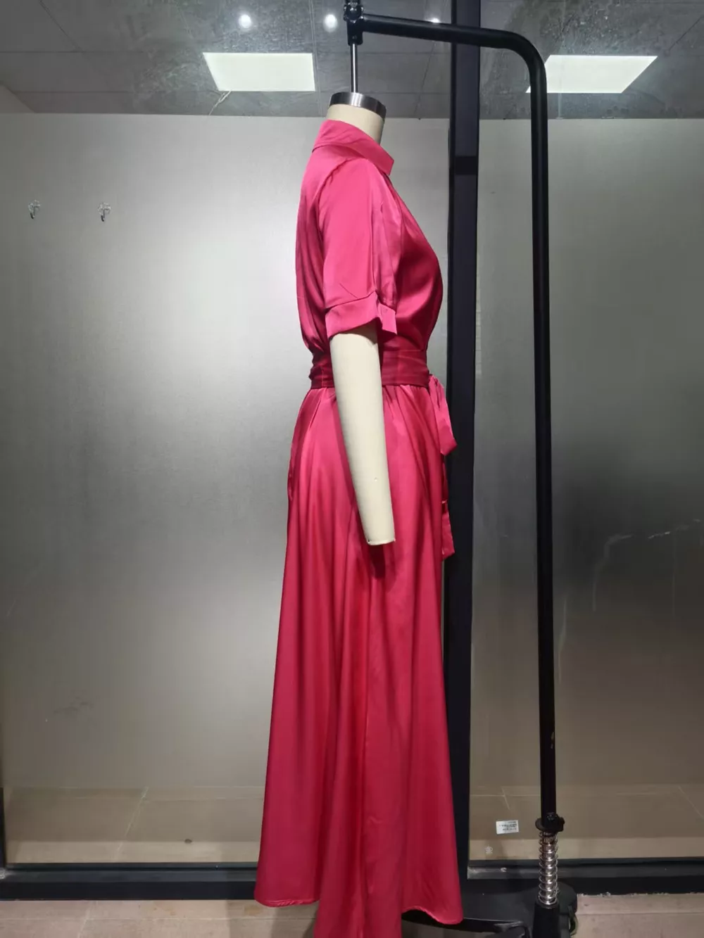 Collared Neck Maxi Shirt Dress, image 4