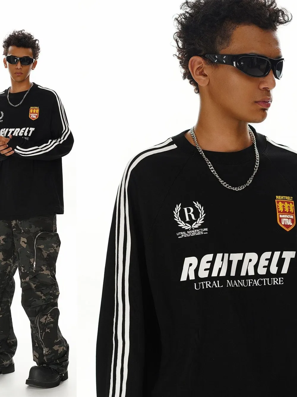 Men's Striped Long Sleeve Graphic T-Shirt, image 2