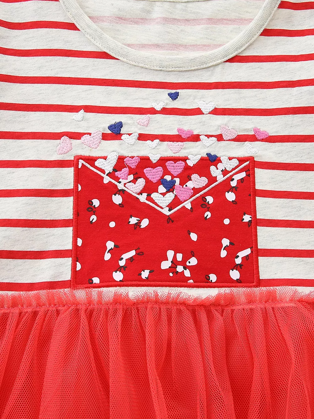 Children's Striped Short Sleeve Tulle Dress, image 4