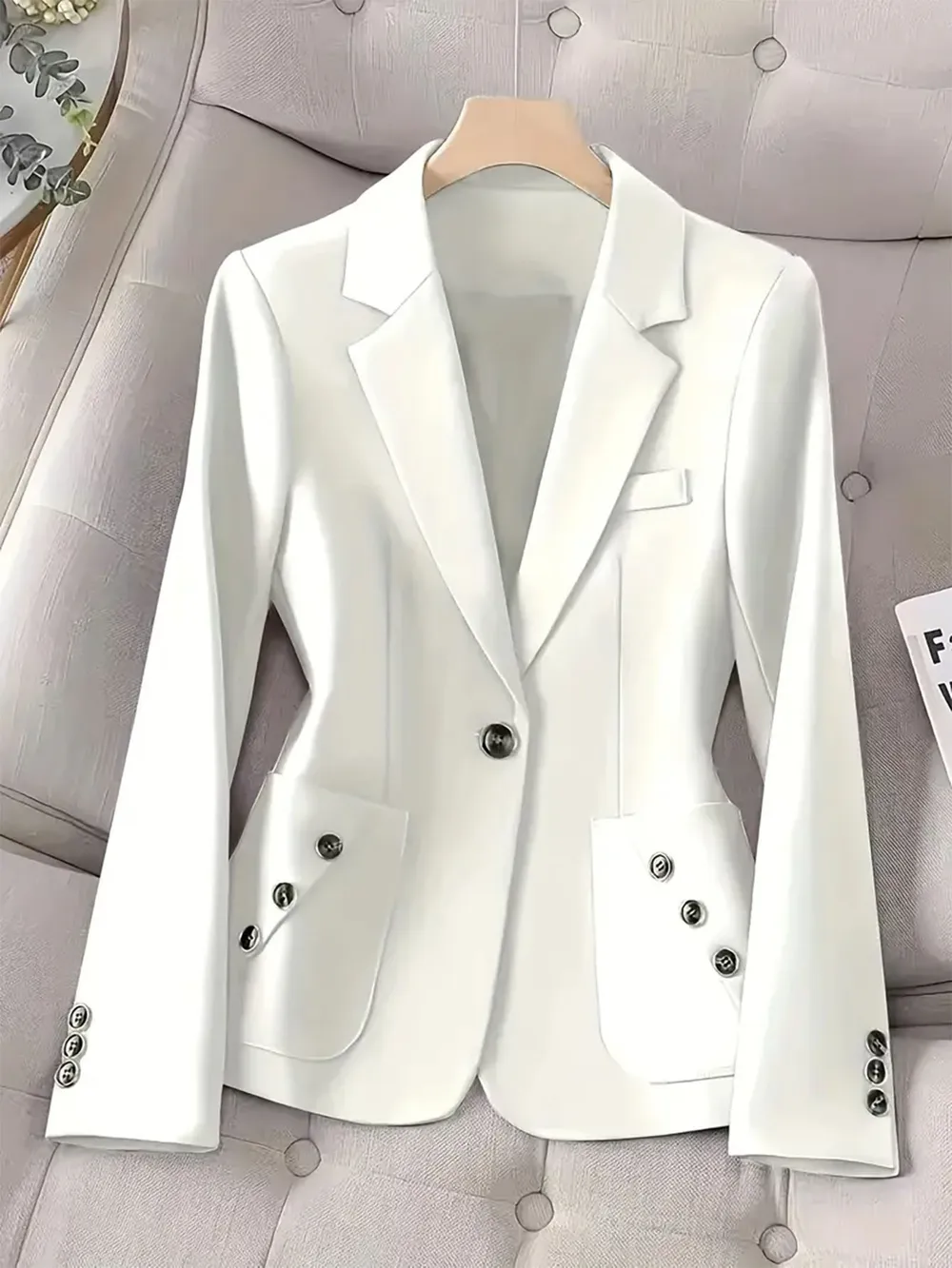 One-Button Blazer with Pockets, image 7