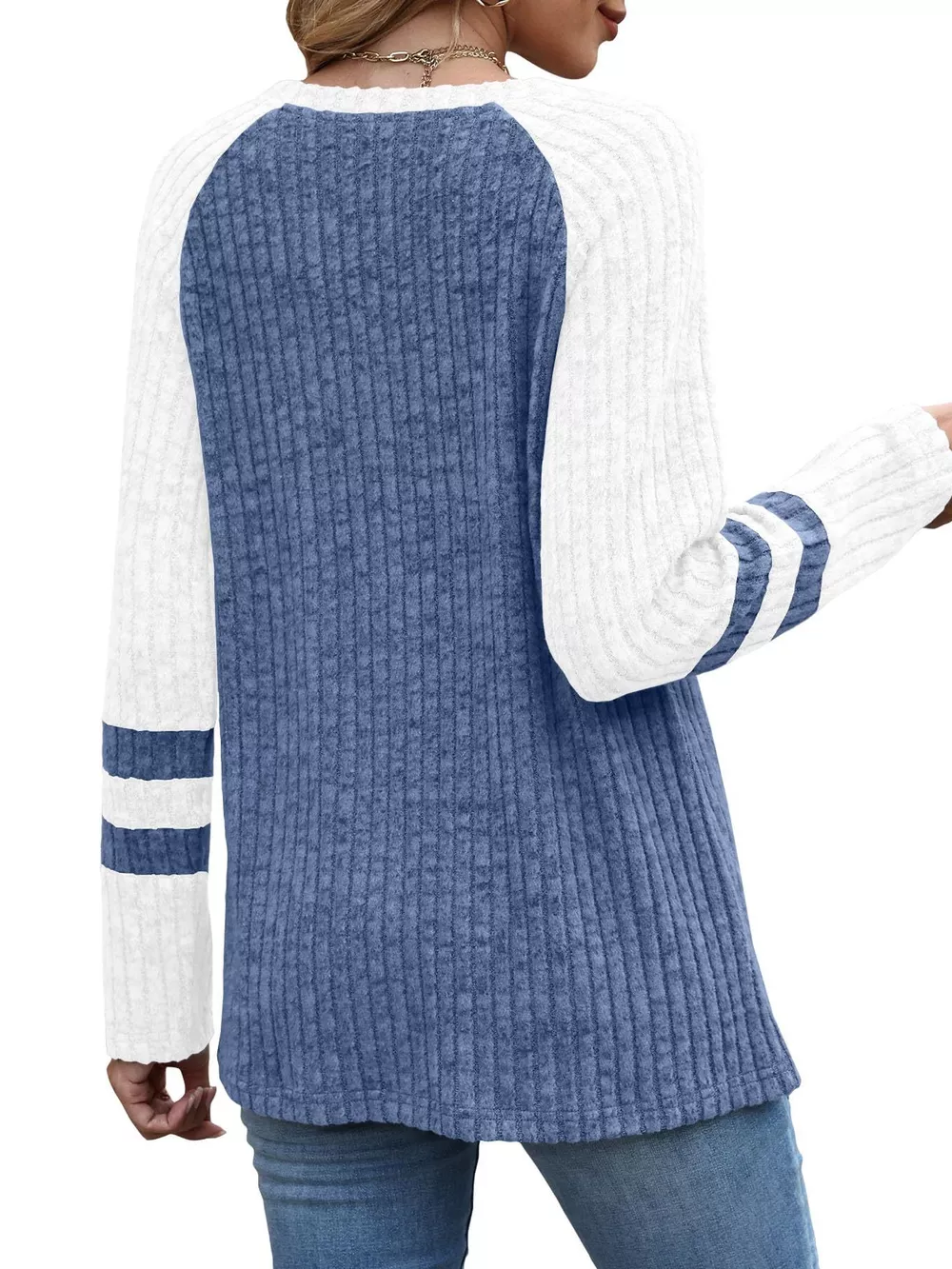 Ribbed Round Neck Raglan Sleeve Top, image 15