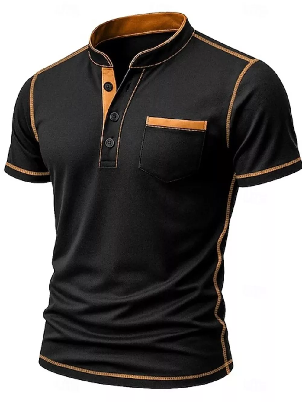Men's Full Size Contrast Trim Short Sleeve Top Plus Size, image 2