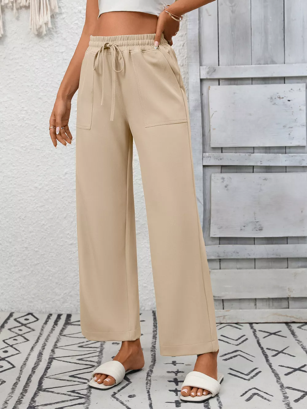 Casual Drawstring Wide Leg Pants, image 12