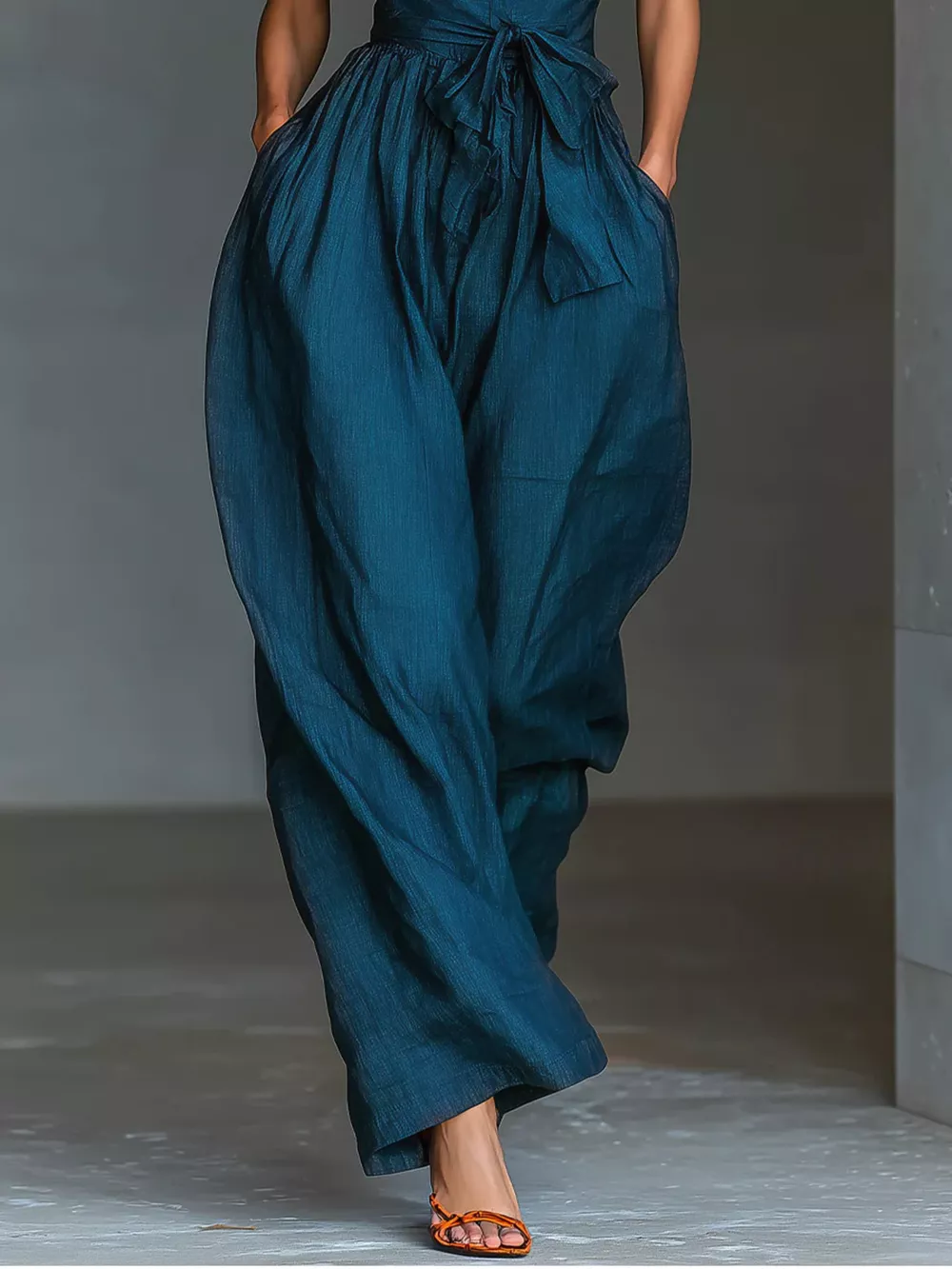 Halter Neck Wide-Leg Jumpsuit with Waist-Tie Detail, image 7